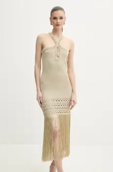 Simona Corsellini rochie culoarea auriu, midi, mulata, P25CPABO04 imagine