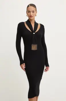Simona Corsellini rochie culoarea negru, midi, mulata, A24CPABE03 imagine
