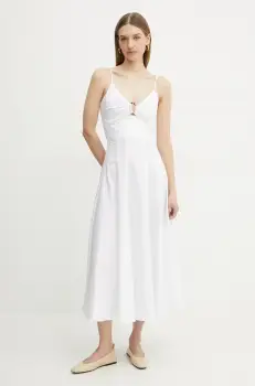 Simona Corsellini rochie din bumbac culoarea alb, midi, evazati, P25CPAB011 imagine