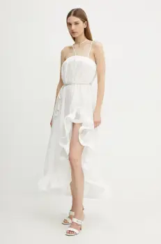 Simona Corsellini rochie din bumbac culoarea alb, midi, evazati, P25CPAB046 imagine