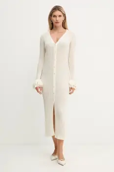 Simona Corsellini rochie din lana culoarea bej, maxi, mulata, A25CPABO0201 imagine