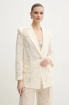 Simona Corsellini sacou culoarea bej, un singur rand de nasturi, cu imprimeu, P25CPGI009 imagine