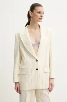 Simona Corsellini sacou culoarea bej, un singur rand de nasturi, cu imprimeu, P25CPGI009 imagine