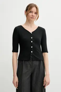 Sisley bluza culoarea negru, uni, 37UCL4013 imagine