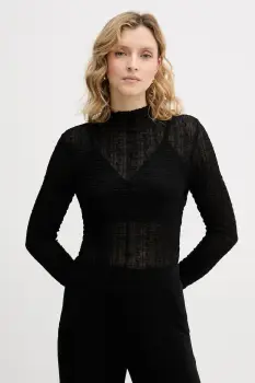 Sisley bluza culoarea negru, uni, 3ELRL108B imagine