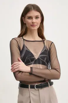 Sisley bluza femei, culoarea negru, cu imprimeu, 39ZHL106P imagine