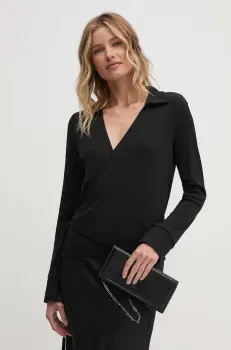 Sisley bluza femei, culoarea negru, neted, 3FTRL400R imagine