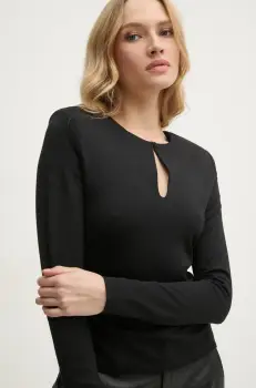 Sisley bluza femei, culoarea negru, neted, 5Y0XLQ080 imagine