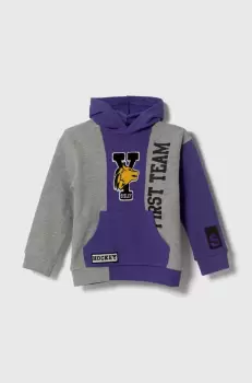 Sisley hanorac de bumbac pentru copii culoarea violet, cu gluga, cu imprimeu imagine