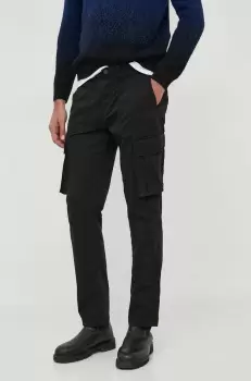Sisley pantaloni barbati, culoarea negru, cu fason cargo imagine