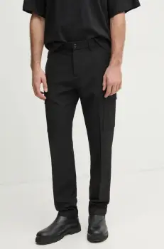 Sisley pantaloni barbati, culoarea negru, drept, 4NGUSF04O imagine