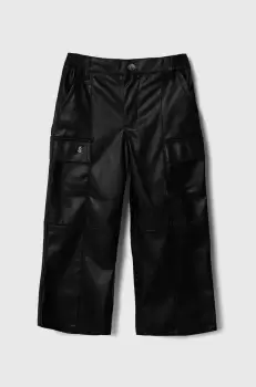 Sisley pantaloni copii culoarea negru, neted imagine