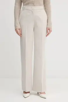 Sisley pantaloni culoarea bej, drept, high waist, 4KVXLF02I imagine