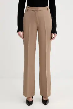 Sisley pantaloni culoarea bej, drept, high waist, 4KVXLF02I imagine