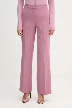 Sisley pantaloni culoarea bej, drept, high waist, 4KVXLF02I imagine