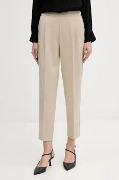 Sisley pantaloni culoarea bej, fason chinos, high waist, 41YPLF043 imagine