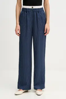 Sisley pantaloni culoarea bleumarin, drept, high waist, 4GNKLF07H imagine