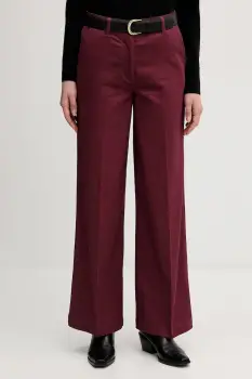 Sisley pantaloni culoarea bordo, lat, high waist, 4AI6LE03G imagine