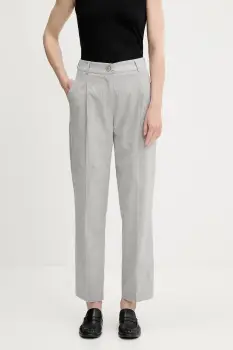 Sisley pantaloni culoarea gri, drept, high waist, 4X0KLF06V imagine