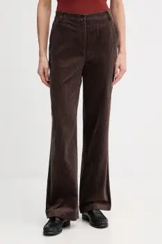 Sisley pantaloni culoarea maro, drept, high waist, 49L0LF07U imagine