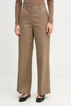 Sisley pantaloni culoarea maro, lat, high waist, 4AI6LE03G imagine