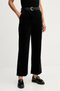 Sisley pantaloni culoarea negru, drept, high waist, 49L0LF07U imagine