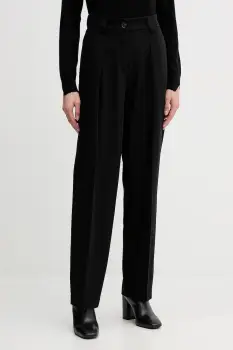 Sisley pantaloni culoarea negru, drept, high waist, 4KVXLF07C imagine