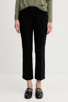 Sisley pantaloni culoarea negru, drept, medium waist imagine