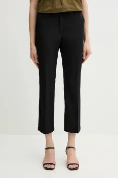 Sisley pantaloni culoarea negru, fason tigareta, medium waist, 4ENMLE02X imagine