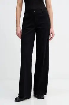 Sisley pantaloni culoarea negru, lat, high waist, 4AI6LE03G imagine