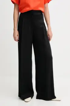 Sisley pantaloni culoarea negru, lat, high waist, 4V7PLF06N imagine