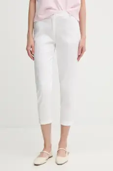 Sisley pantaloni culoarea portocaliu, fason tigareta, high waist imagine