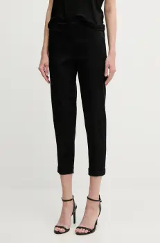 Sisley pantaloni culoarea portocaliu, fason tigareta, high waist imagine