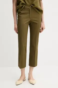 Sisley pantaloni culoarea verde, fason tigareta, medium waist, 4ENMLE02X imagine