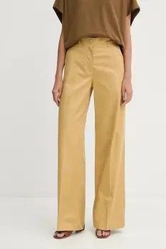 Sisley pantaloni culoarea verde, lat, high waist, 4ED4LE03G imagine