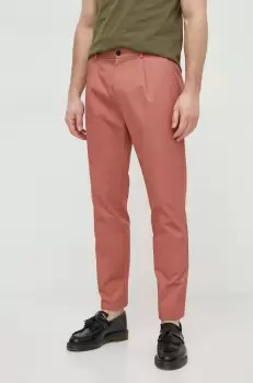 Sisley pantaloni de bumbac culoarea roz, drept imagine