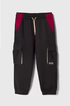 Sisley pantaloni de trening pentru copii culoarea negru, neted imagine