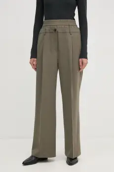 Sisley pantaloni din lana culoarea gri, lat, high waist, 4JYQLF060 imagine