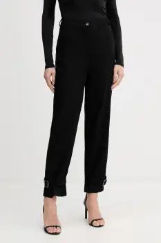 Sisley pantaloni din lana culoarea negru, drept, high waist, 41FQLF080 imagine