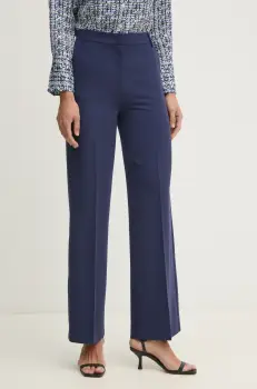Sisley pantaloni femei, culoarea albastru marin, drept, high waist, 4KVXLF02I imagine