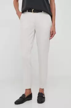 Sisley pantaloni femei, culoarea bej, drept, high waist imagine