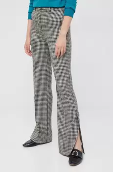 Sisley pantaloni femei, culoarea bej, evazati, high waist imagine