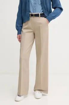 Sisley pantaloni femei, culoarea bej, lat, high waist, 4BYWLE03G imagine