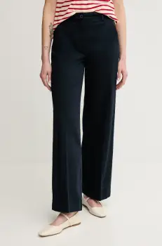 Sisley pantaloni femei, culoarea bleumarin, lat, high waist, 4BYWLE03G imagine