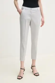 Sisley pantaloni femei, culoarea gri, mulata, medium waist imagine