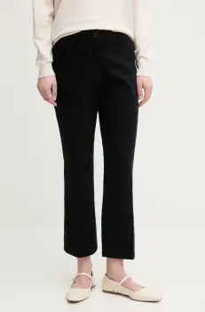 Sisley pantaloni femei, culoarea negru, drept, medium waist imagine