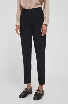 Sisley pantaloni femei, culoarea negru, drept, medium waist imagine