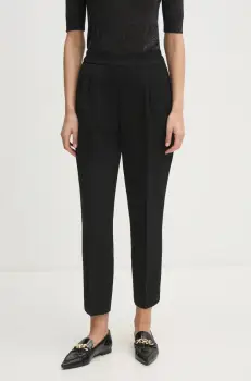 Sisley pantaloni femei, culoarea negru, fason tigareta, high waist, 4ZCWLF043 imagine