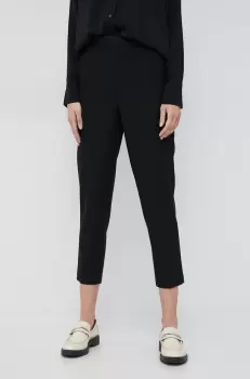Sisley pantaloni femei, culoarea negru, mulata, high waist imagine
