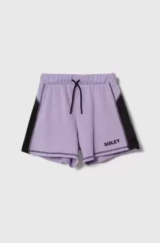 Sisley pantaloni scurti din bumbac pentru copii culoarea violet, modelator, talie reglabila imagine